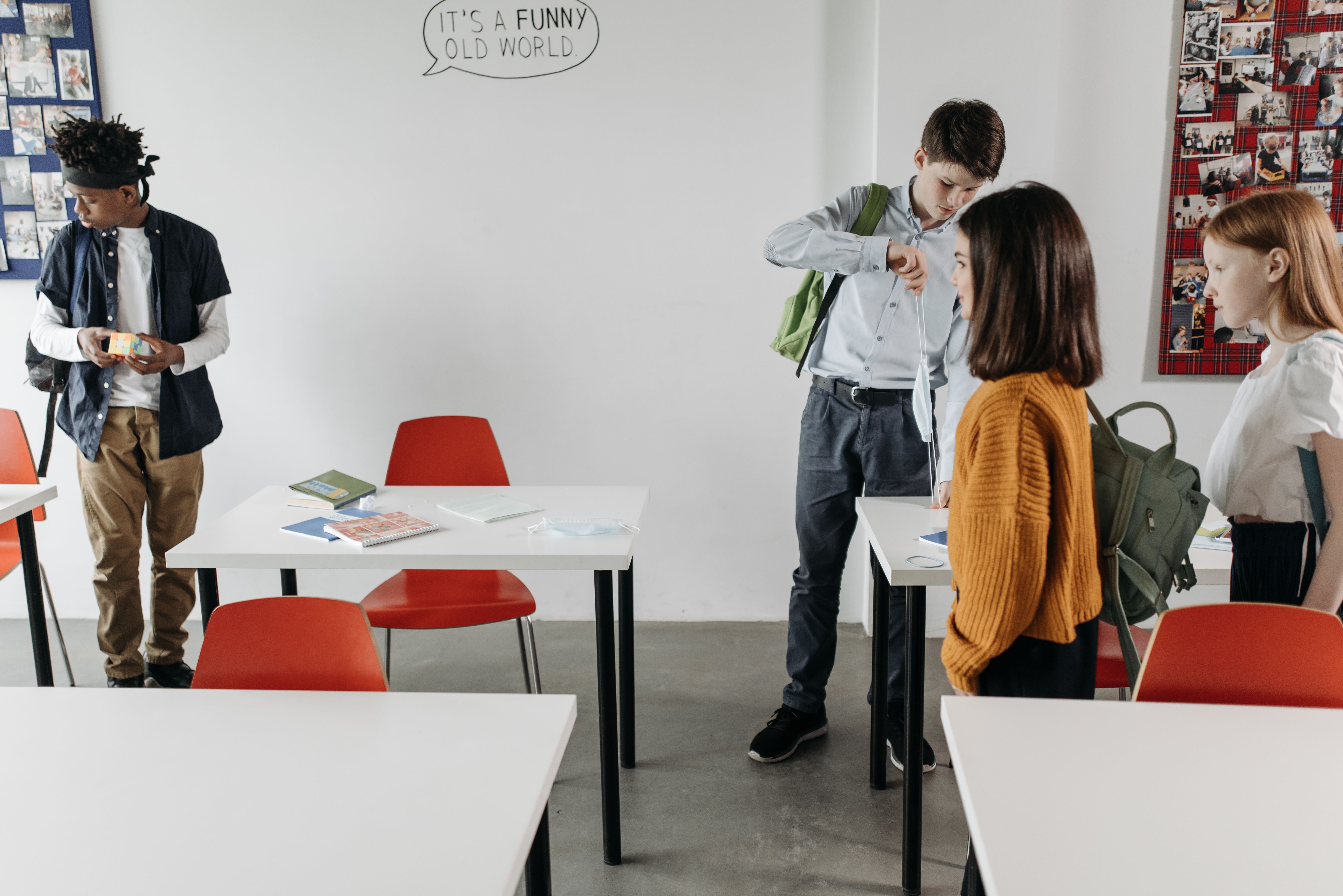 Students learning in a classroom